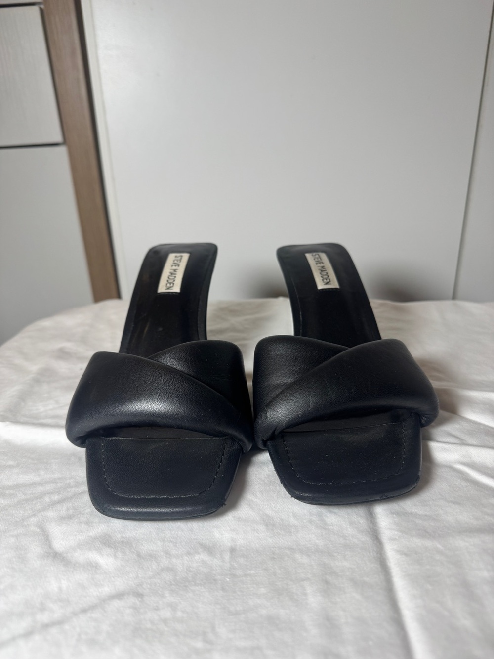 Steve Madden Black Quilted Slide Mules